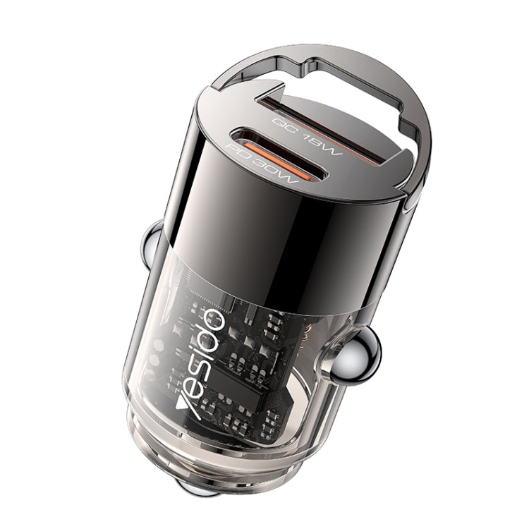 Yesido Y68 PD30W Type-C + QC18W USB Zinc Alloy Mini Car Charger(Metal Grey) - Car Charger by Yesido | Online Shopping South Africa | PMC Jewellery | Buy Now Pay Later Mobicred