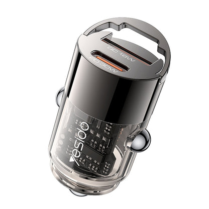 Yesido Y68 PD30W Type-C + QC18W USB Zinc Alloy Mini Car Charger(Metal Grey) - Car Charger by Yesido | Online Shopping South Africa | PMC Jewellery | Buy Now Pay Later Mobicred