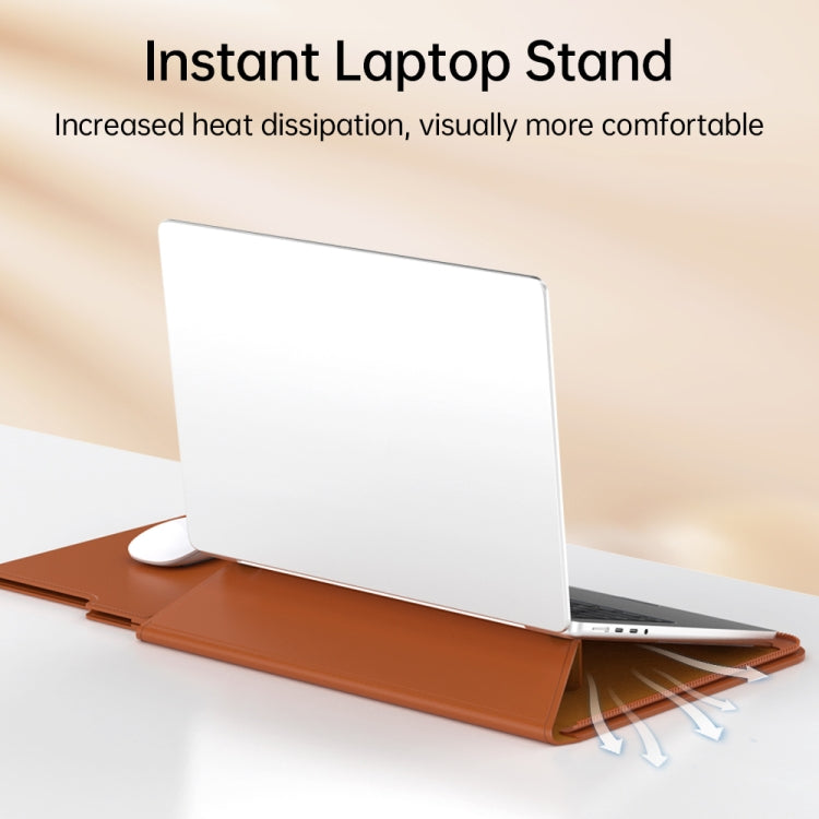 Multifunctional Laptop PU Magnetic Stand Split Liner Bag with Mouse Pad Function, Size:13-14 inch(Brown) - 13.3 inch by PMC Jewellery | Online Shopping South Africa | PMC Jewellery | Buy Now Pay Later Mobicred