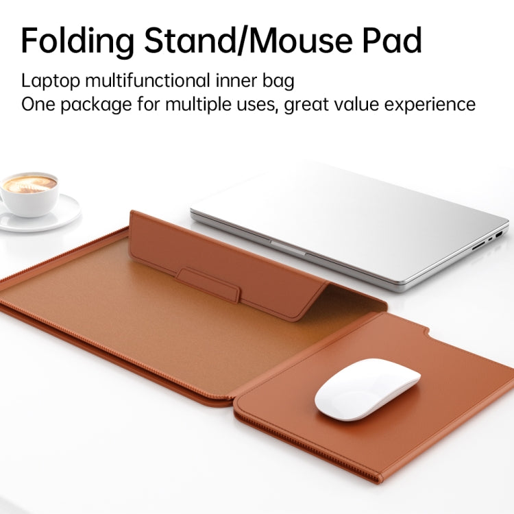 Multifunctional Laptop PU Magnetic Stand Split Liner Bag with Mouse Pad Function, Size:13-14 inch(Dark Green) - 13.3 inch by PMC Jewellery | Online Shopping South Africa | PMC Jewellery | Buy Now Pay Later Mobicred