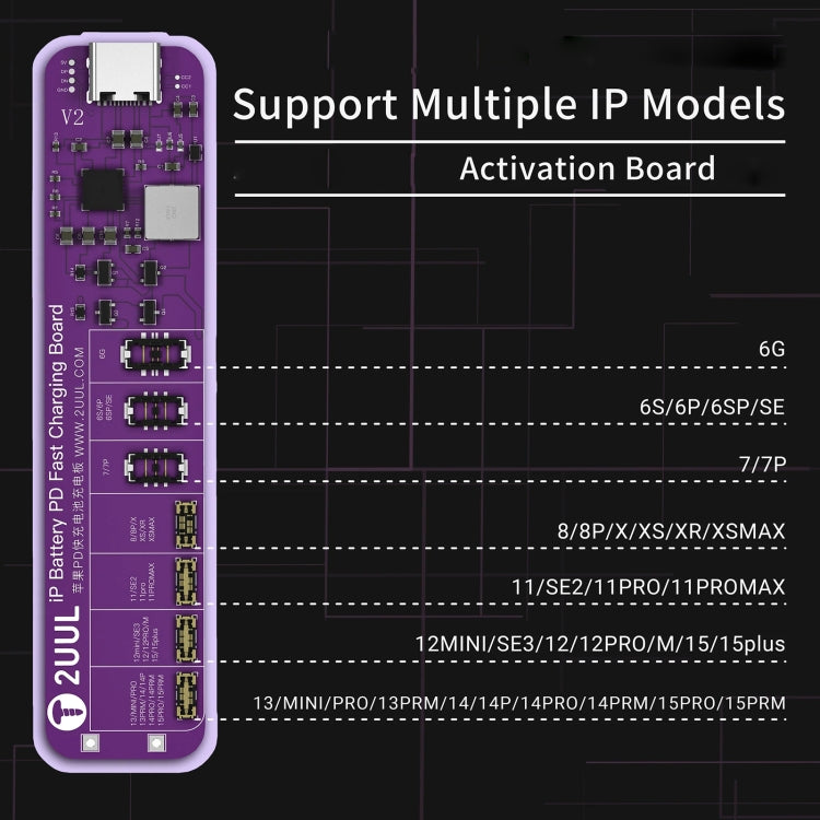 2UUL BT01 PD Fast Charging No-Disassembly Battery Activation Board for iPhone 6 to 15 Pro Max - Test Tools by 2UUL | Online Shopping South Africa | PMC Jewellery | Buy Now Pay Later Mobicred