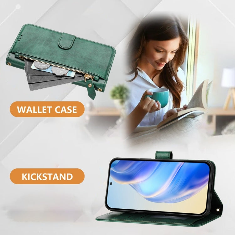 For iPhone 16e Multi-Card Slots Zipper Wallet Leather Phone Case(Green) - iPhone 16e Cases by PMC TechLife | Online Shopping South Africa | PMC TechLife | Buy Now Pay Later Mobicred
