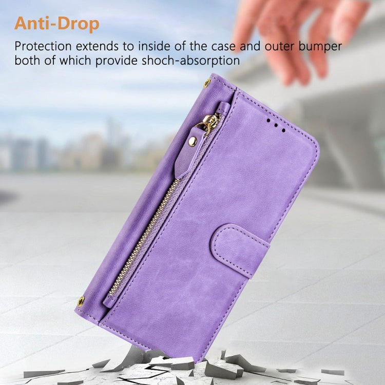 For iPhone 16e Multi-Card Slots Zipper Wallet Leather Phone Case(Purple) - iPhone 16e Cases by PMC TechLife | Online Shopping South Africa | PMC TechLife | Buy Now Pay Later Mobicred