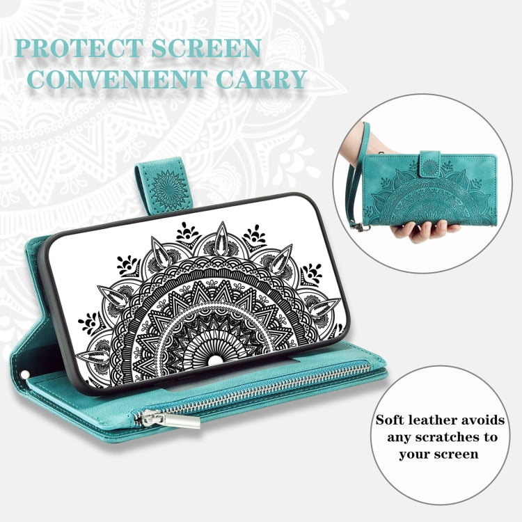 For Samsung Galaxy S25+ 5G Multi-Card Totem Zipper Leather Phone Case(Green) - Galaxy S25+ 5G Cases by PMC Jewellery | Online Shopping South Africa | PMC Jewellery | Buy Now Pay Later Mobicred