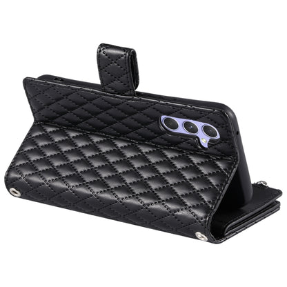 For Samsung Galaxy S25 5G Glitter Lattice Zipper Wallet Leather Phone Case(Black) - Galaxy S25 5G Cases by PMC Jewellery | Online Shopping South Africa | PMC Jewellery | Buy Now Pay Later Mobicred