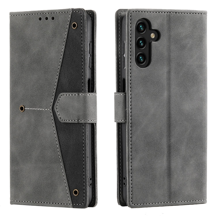 For Samsung Galaxy S25+ 5G Nail Skin Feel Stitching Calf Texture Leather Phone Case(Grey) - Galaxy S25+ 5G Cases by PMC Jewellery | Online Shopping South Africa | PMC Jewellery | Buy Now Pay Later Mobicred