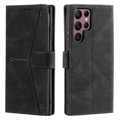 For Samsung Galaxy S25 Ultra 5G Nail Skin Feel Stitching Calf Texture Leather Phone Case(Black) - Galaxy S25 Ultra 5G Cases by PMC Jewellery | Online Shopping South Africa | PMC Jewellery | Buy Now Pay Later Mobicred