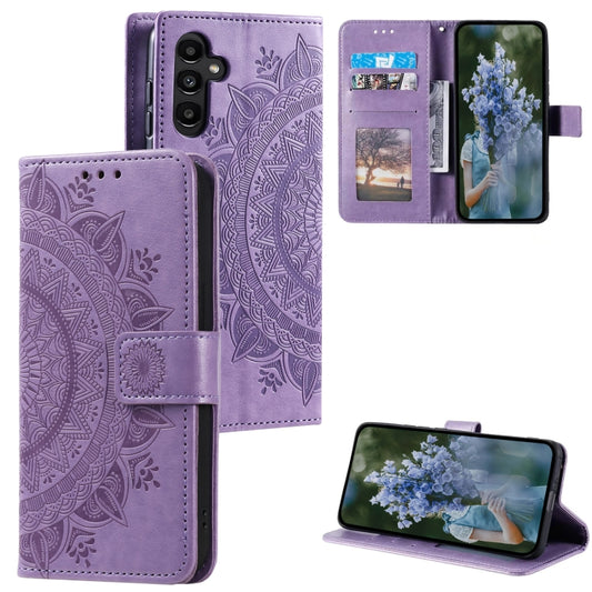 For Samsung Galaxy S25 5G Totem Flower Embossed Leather Phone Case(Purple) - Galaxy S25 5G Cases by PMC Jewellery | Online Shopping South Africa | PMC Jewellery | Buy Now Pay Later Mobicred