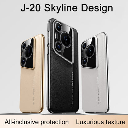 For Huawei Pura 70 Pro J-20 Leather Skyline Design Full Coverage Phone Case(Black) - Huawei Cases by PMC Jewellery | Online Shopping South Africa | PMC Jewellery | Buy Now Pay Later Mobicred