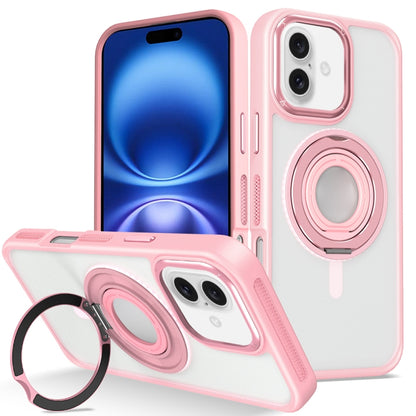 For iPhone 16 Plus Skin Feel Matte 360 Degree Rotating Silicone Ring Holder Phone Case(Pink) - iPhone 16 Plus Cases by PMC Jewellery | Online Shopping South Africa | PMC Jewellery | Buy Now Pay Later Mobicred