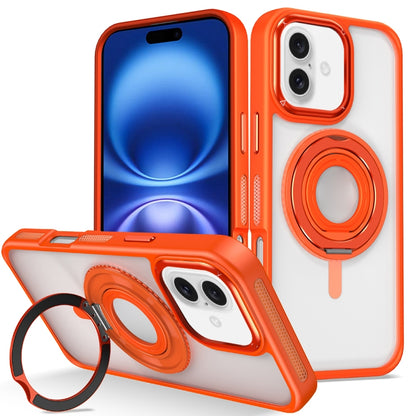 For iPhone 16 Plus Skin Feel Transparent 360 Degree Rotating Silicone Ring Holder Phone Case(Orange) - iPhone 16 Plus Cases by PMC Jewellery | Online Shopping South Africa | PMC Jewellery | Buy Now Pay Later Mobicred