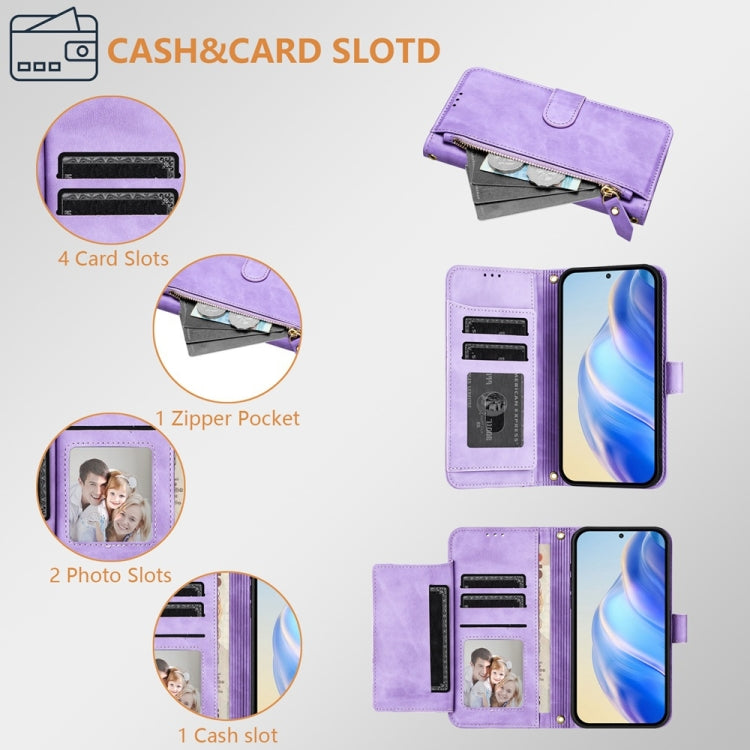 For Samsung Galaxy S25 5G Multi-Card Slots Zipper Wallet Leather Phone Case(Purple) - Galaxy S25 5G Cases by PMC Jewellery | Online Shopping South Africa | PMC Jewellery | Buy Now Pay Later Mobicred