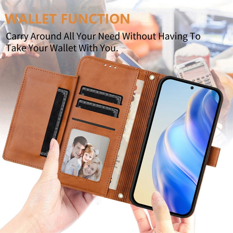 For Samsung Galaxy S25 5G Multi-Card Slots Zipper Wallet Leather Phone Case(Brown) - Galaxy S25 5G Cases by PMC Jewellery | Online Shopping South Africa | PMC Jewellery | Buy Now Pay Later Mobicred