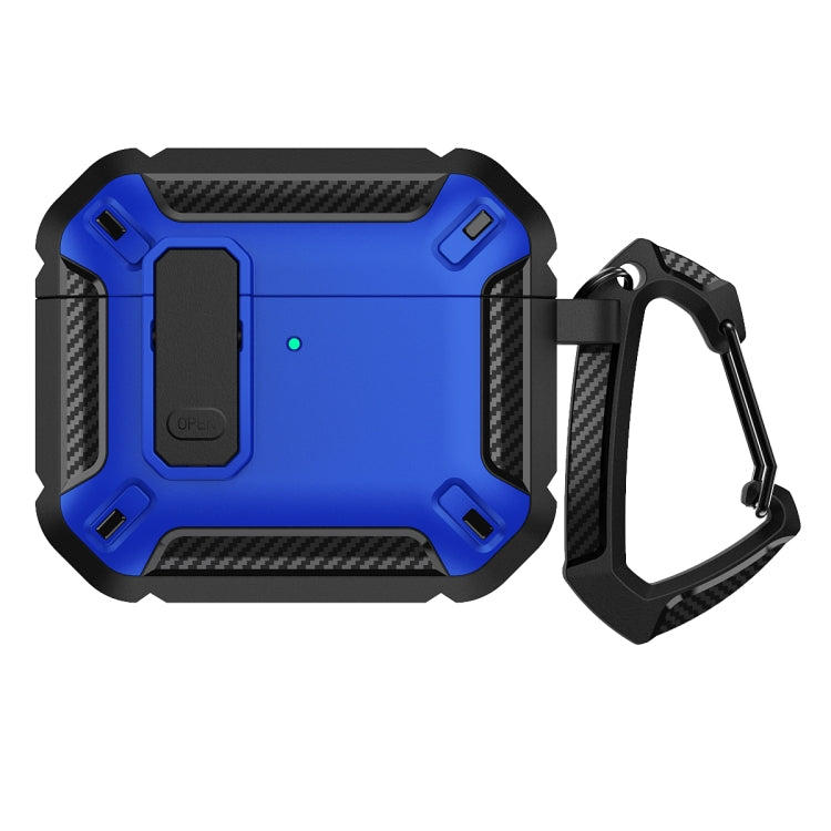 For AirPods 4 Shield Shockproof Earphone Protective Case with Hook(Black Blue) - For AirPods 4 by PMC Jewellery | Online Shopping South Africa | PMC Jewellery | Buy Now Pay Later Mobicred