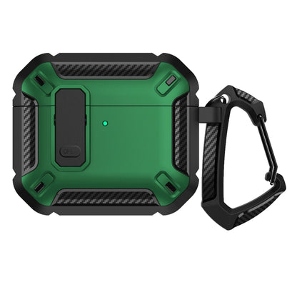 For AirPods 4 Shield Shockproof Earphone Protective Case with Hook(Black Green) - For AirPods 4 by PMC Jewellery | Online Shopping South Africa | PMC Jewellery | Buy Now Pay Later Mobicred