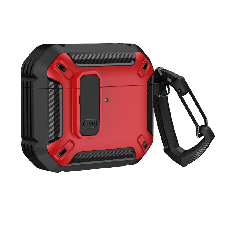 For AirPods 4 Shield Shockproof Earphone Protective Case with Hook(Black Red) - For AirPods 4 by PMC Jewellery | Online Shopping South Africa | PMC Jewellery | Buy Now Pay Later Mobicred