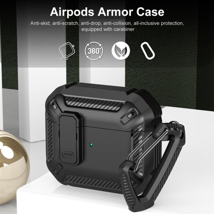 For AirPods 4 Shield Shockproof Earphone Protective Case with Hook(Grey Black) - For AirPods 4 by PMC Jewellery | Online Shopping South Africa | PMC Jewellery | Buy Now Pay Later Mobicred