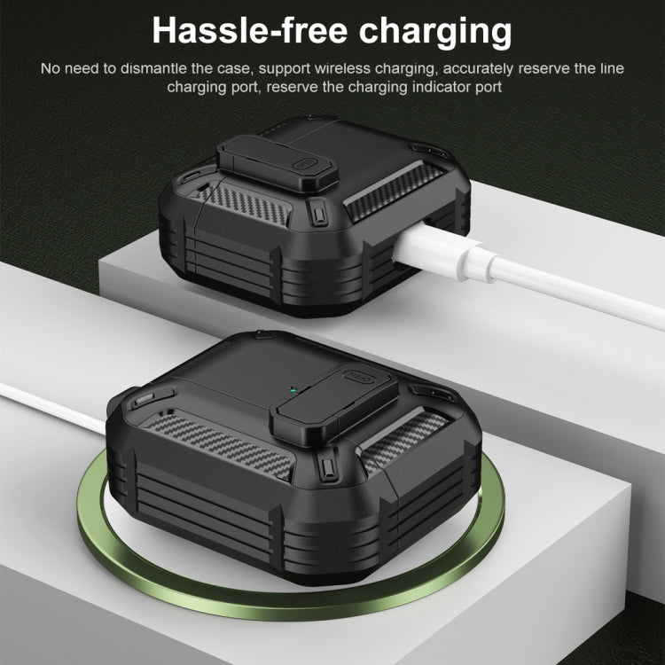 For AirPods 4 Shield Shockproof Earphone Protective Case with Hook(Black) - For AirPods 4 by PMC Jewellery | Online Shopping South Africa | PMC Jewellery | Buy Now Pay Later Mobicred