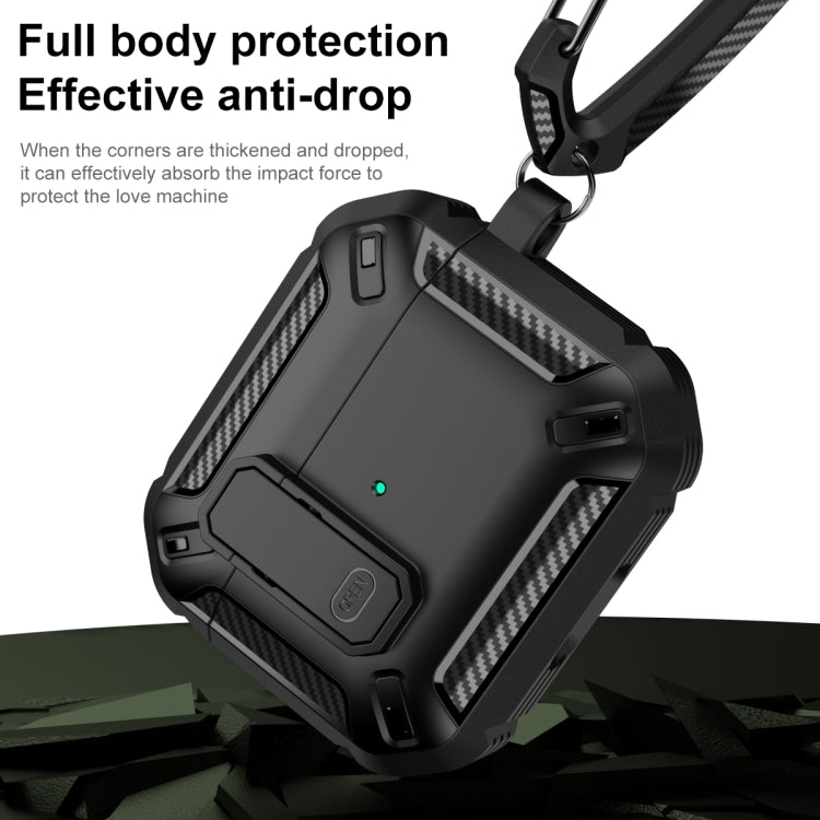 For AirPods 4 Shield Shockproof Earphone Protective Case with Hook(Black Green) - For AirPods 4 by PMC Jewellery | Online Shopping South Africa | PMC Jewellery | Buy Now Pay Later Mobicred