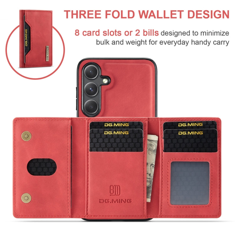 For Samsung Galaxy S24 FE 5G DG.MING M2 Series 3-Fold Multi Card Bag + Magnetic Phone Case(Red) - Galaxy S24 FE 5G Cases by DG.MING | Online Shopping South Africa | PMC Jewellery | Buy Now Pay Later Mobicred