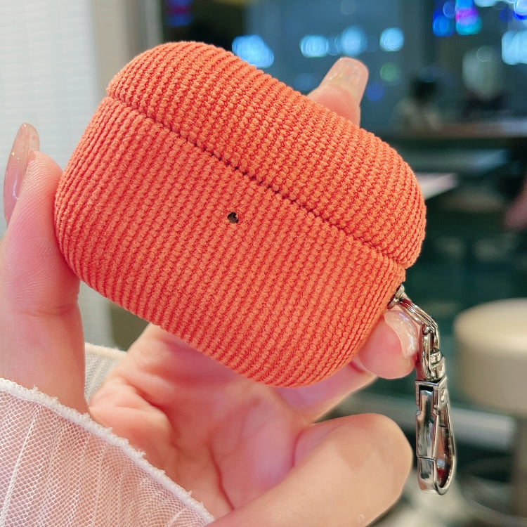 For AirPods Pro Corduroy Cloth Pattern Earphone Protective Case(Orange) - For AirPods Pro by PMC Jewellery | Online Shopping South Africa | PMC Jewellery | Buy Now Pay Later Mobicred