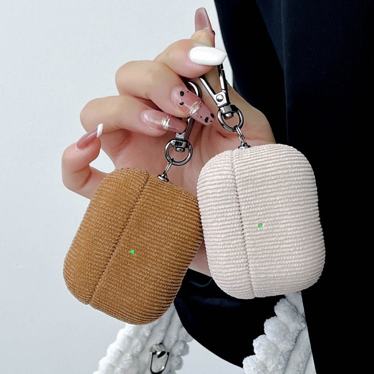 For AirPods Pro 2 Corduroy Cloth Pattern Earphone Protective Case(Khaki) - For AirPods Pro 2 by PMC Jewellery | Online Shopping South Africa | PMC Jewellery | Buy Now Pay Later Mobicred