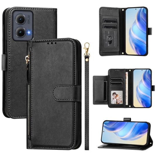 For Motorola Edge 5G 2024 Multi-Card Slots Zipper Wallet Leather Phone Case(Black) - Motorola Cases by PMC Jewellery | Online Shopping South Africa | PMC Jewellery | Buy Now Pay Later Mobicred