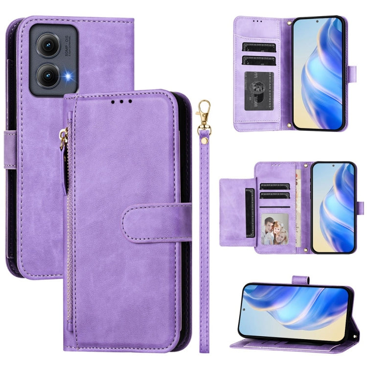 For Motorola Edge 5G 2024 Multi-Card Slots Zipper Wallet Leather Phone Case(Purple) - Motorola Cases by PMC Jewellery | Online Shopping South Africa | PMC Jewellery | Buy Now Pay Later Mobicred