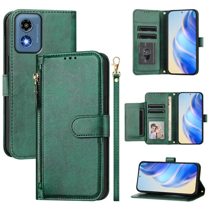 For Motorola Moto G Play 5G 2024 Multi-Card Slots Zipper Wallet Leather Phone Case(Green) - Motorola Cases by PMC Jewellery | Online Shopping South Africa | PMC Jewellery | Buy Now Pay Later Mobicred