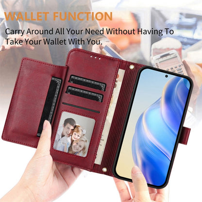 For Motorola Moto G Play 5G 2024 Multi-Card Slots Zipper Wallet Leather Phone Case(Dark Red) - Motorola Cases by PMC Jewellery | Online Shopping South Africa | PMC Jewellery | Buy Now Pay Later Mobicred