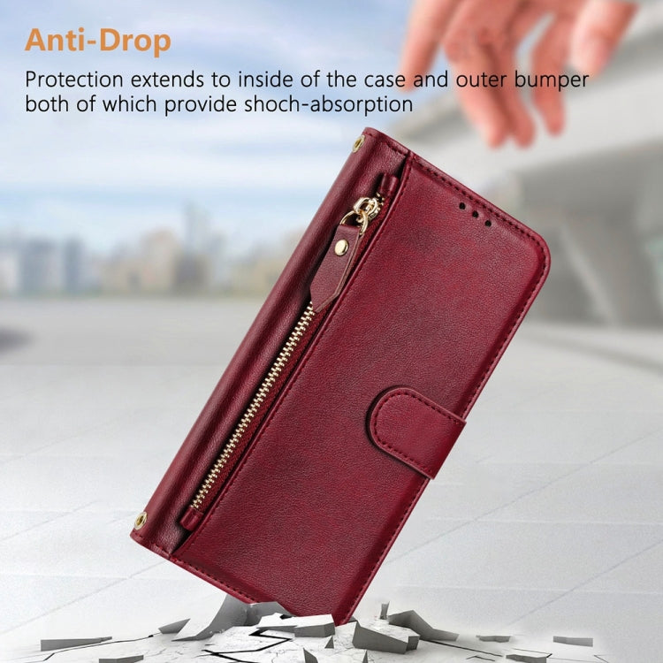 For Motorola Moto G Play 5G 2024 Multi-Card Slots Zipper Wallet Leather Phone Case(Dark Red) - Motorola Cases by PMC Jewellery | Online Shopping South Africa | PMC Jewellery | Buy Now Pay Later Mobicred