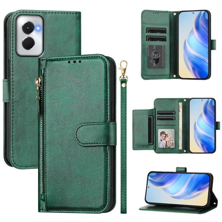 For Motorola Moto G Power 5G 2024 Multi-Card Slots Zipper Wallet Leather Phone Case(Green) - Motorola Cases by PMC Jewellery | Online Shopping South Africa | PMC Jewellery | Buy Now Pay Later Mobicred