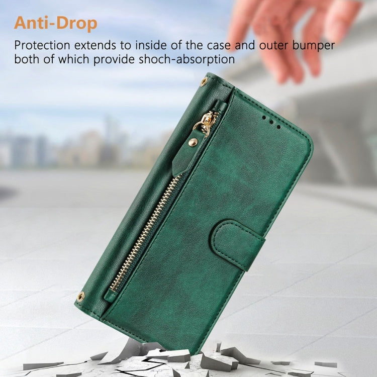 For Motorola Moto G Power 5G 2024 Multi-Card Slots Zipper Wallet Leather Phone Case(Green) - Motorola Cases by PMC Jewellery | Online Shopping South Africa | PMC Jewellery | Buy Now Pay Later Mobicred