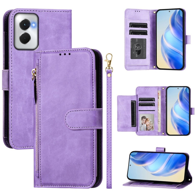 For Motorola Moto G Power 5G 2024 Multi-Card Slots Zipper Wallet Leather Phone Case(Purple) - Motorola Cases by PMC Jewellery | Online Shopping South Africa | PMC Jewellery | Buy Now Pay Later Mobicred