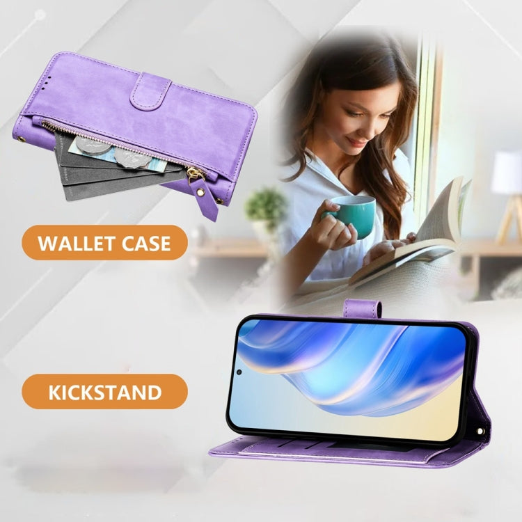 For Motorola Moto G Power 5G 2024 Multi-Card Slots Zipper Wallet Leather Phone Case(Purple) - Motorola Cases by PMC Jewellery | Online Shopping South Africa | PMC Jewellery | Buy Now Pay Later Mobicred