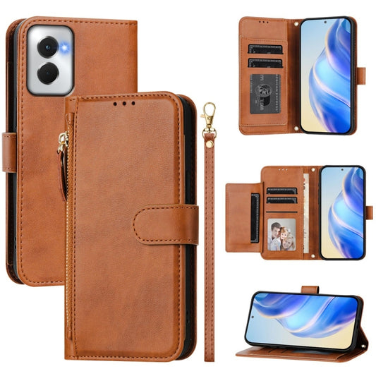 For Motorola Moto G Power 5G 2024 Multi-Card Slots Zipper Wallet Leather Phone Case(Brown) - Motorola Cases by PMC Jewellery | Online Shopping South Africa | PMC Jewellery | Buy Now Pay Later Mobicred