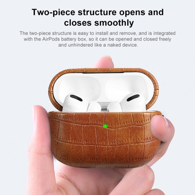 For AirPods Pro Crocodile Texture Earphone Protective Case(Rose Gold) - For AirPods Pro by PMC Jewellery | Online Shopping South Africa | PMC Jewellery | Buy Now Pay Later Mobicred