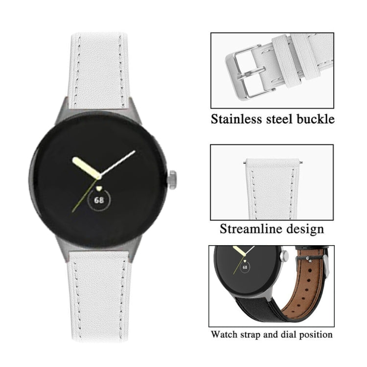 For Google Pixel Watch 3 45mm Round Tail Genuine Leather Watch Band(White) - Watch Bands by PMc TechLife | Online Shopping South Africa | PMc TechLife | Buy Now Pay Later Mobicred