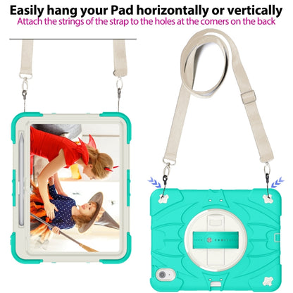 For iPad 10th Gen 10.9 2022 Bat Hand Grip Turntable Stand Tablet Case(Mint Green White) - iPad 10th Gen 10.9 Cases by PMC Jewellery | Online Shopping South Africa | PMC Jewellery | Buy Now Pay Later Mobicred