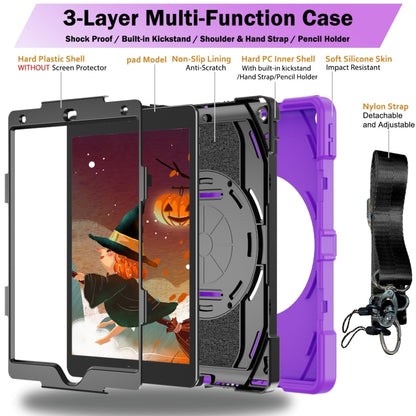 For iPad 10.2 2021 / 2020 / 2019 Bat Hand Grip Turntable Stand Tablet Case(Purple Black) - iPad 10.2 Cases by PMC Jewellery | Online Shopping South Africa | PMC Jewellery | Buy Now Pay Later Mobicred