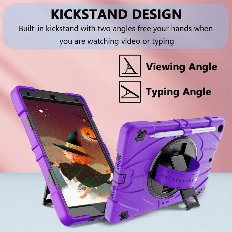 For iPad 10.2 2021 / 2020 / 2019 Bat Hand Grip Turntable Stand Tablet Case(Purple Black) - iPad 10.2 Cases by PMC Jewellery | Online Shopping South Africa | PMC Jewellery | Buy Now Pay Later Mobicred