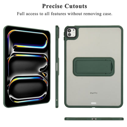 For iPad Air 11 2024 Skin Feel Holder PC Hybrid TPU Tablet Case(Dark Green) - iPad Air 11 2024 Cases by PMC Jewellery | Online Shopping South Africa | PMC Jewellery | Buy Now Pay Later Mobicred