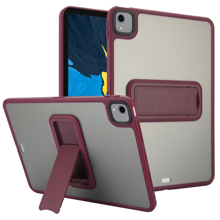 For iPad Pro 11 2018 Skin Feel Holder PC Hybrid TPU Tablet Case(Wine Red) - iPad Pro 11 (2018) Cases by PMC Jewellery | Online Shopping South Africa | PMC Jewellery | Buy Now Pay Later Mobicred