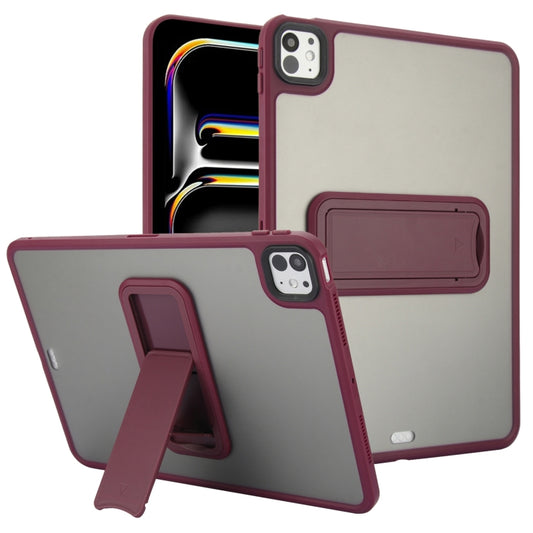 For iPad Pro 11 2024 Skin Feel Holder PC Hybrid TPU Tablet Case(Wine Red) - iPad Pro 11 2024 Cases by PMC Jewellery | Online Shopping South Africa | PMC Jewellery | Buy Now Pay Later Mobicred