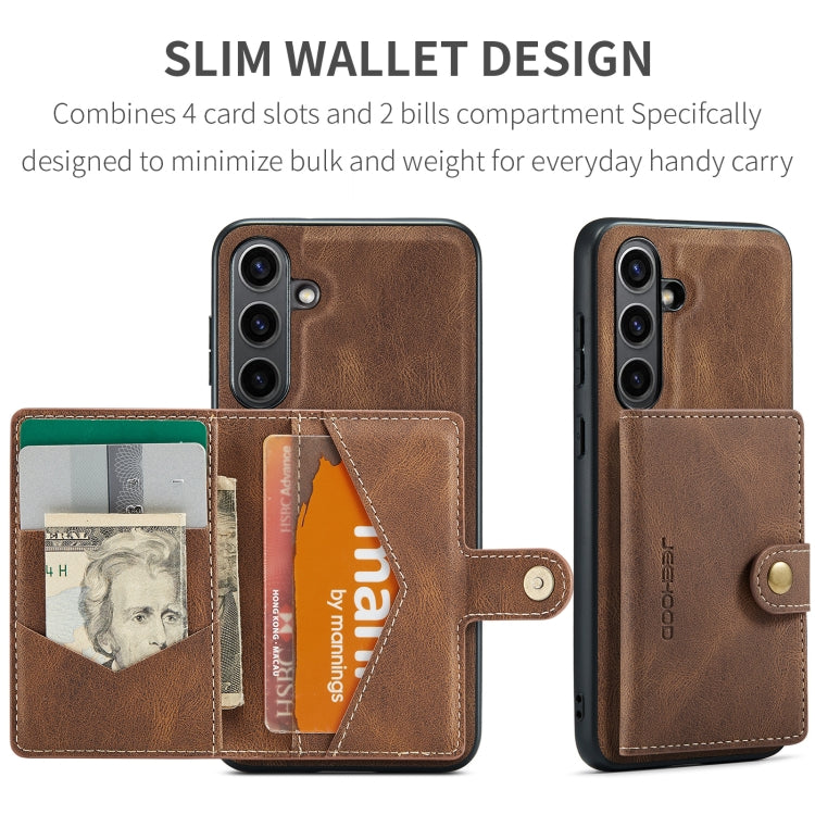 For Samsung Galaxy S24 FE 5G JEEHOOD J01 Retro Magnetic Detachable Wallet Phone Case(Brown) - Galaxy S24 FE 5G Cases by JEEHOOD | Online Shopping South Africa | PMC Jewellery | Buy Now Pay Later Mobicred