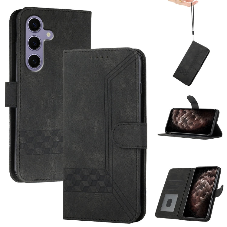 For Samsung Galaxy S25 5G Cubic Skin Feel Flip Leather Phone Case(Black) - Galaxy S25 5G Cases by PMC Jewellery | Online Shopping South Africa | PMC Jewellery | Buy Now Pay Later Mobicred