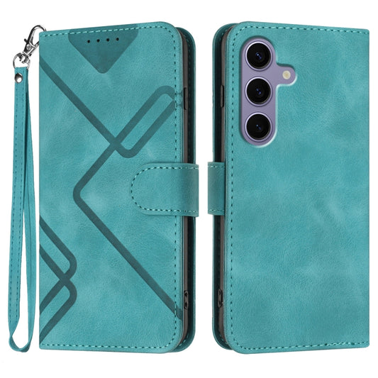 For Samsung Galaxy S25 5G Line Pattern Skin Feel Leather Phone Case(Light Blue) - Galaxy S25 5G Cases by PMC Jewellery | Online Shopping South Africa | PMC Jewellery | Buy Now Pay Later Mobicred