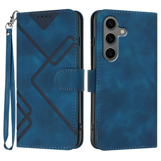 For Samsung Galaxy S25+ 5G Line Pattern Skin Feel Leather Phone Case(Royal Blue) - Galaxy S25+ 5G Cases by PMC Jewellery | Online Shopping South Africa | PMC Jewellery | Buy Now Pay Later Mobicred