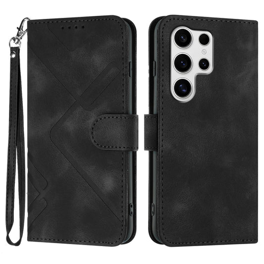 For Samsung Galaxy S25 Ultra 5G Line Pattern Skin Feel Leather Phone Case(Black) - Galaxy S25 Ultra 5G Cases by PMC Jewellery | Online Shopping South Africa | PMC Jewellery | Buy Now Pay Later Mobicred