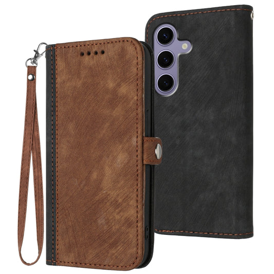 For Samsung Galaxy S25 5G Side Buckle Double Fold Hand Strap Leather Phone Case(Brown) - Galaxy S25 5G Cases by PMC Jewellery | Online Shopping South Africa | PMC Jewellery | Buy Now Pay Later Mobicred